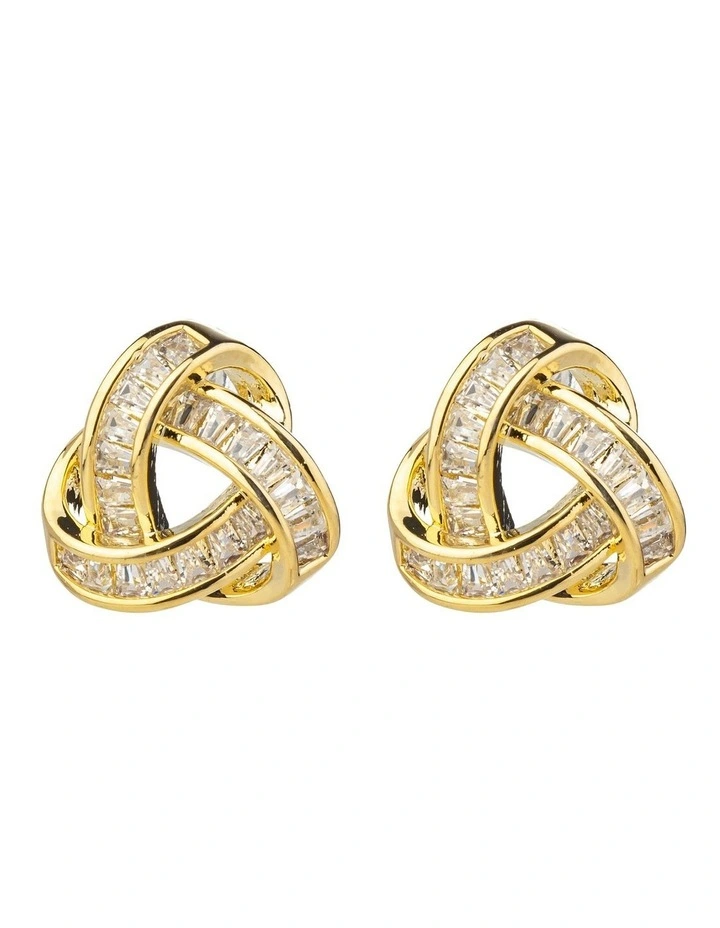 Gregory Ladner Knot Baguette CZ Studs GJEF172M in Gold image 1