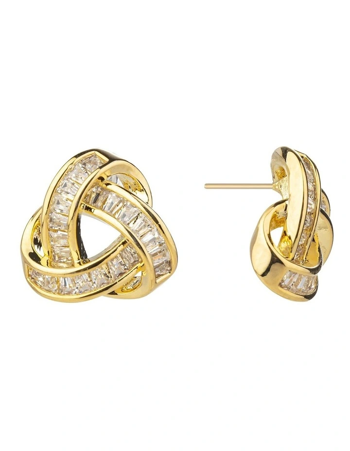 Gregory Ladner Knot Baguette CZ Studs GJEF172M in Gold image 2