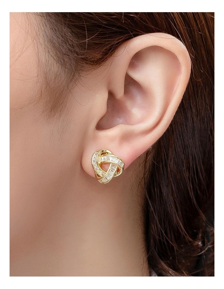 Gregory Ladner Knot Baguette CZ Studs GJEF172M in Gold image 3