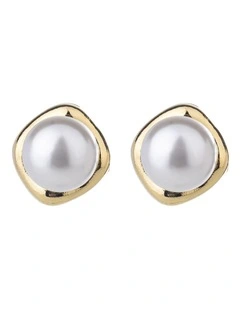 Gregory Ladner Pearl Stud With Surround Earring GJEF174M in Gold