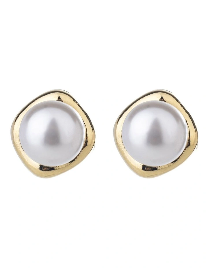 Gregory Ladner Pearl Stud With Surround Earring GJEF174M in Gold image 1