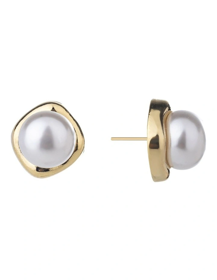 Gregory Ladner Pearl Stud With Surround Earring GJEF174M in Gold image 2