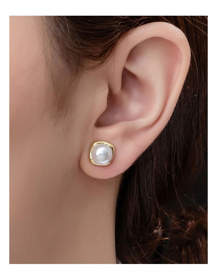 Gregory Ladner Pearl Stud With Surround Earring GJEF174M in Gold image 3