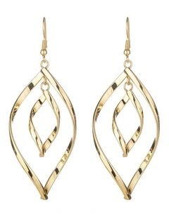 Gregory Ladner Elongated Teardrop Twist Earrings GJEF175M in Gold