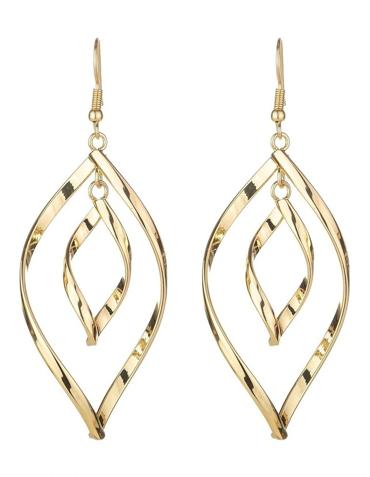 Gregory Ladner Elongated Teardrop Twist Earrings GJEF175M in Gold image 1