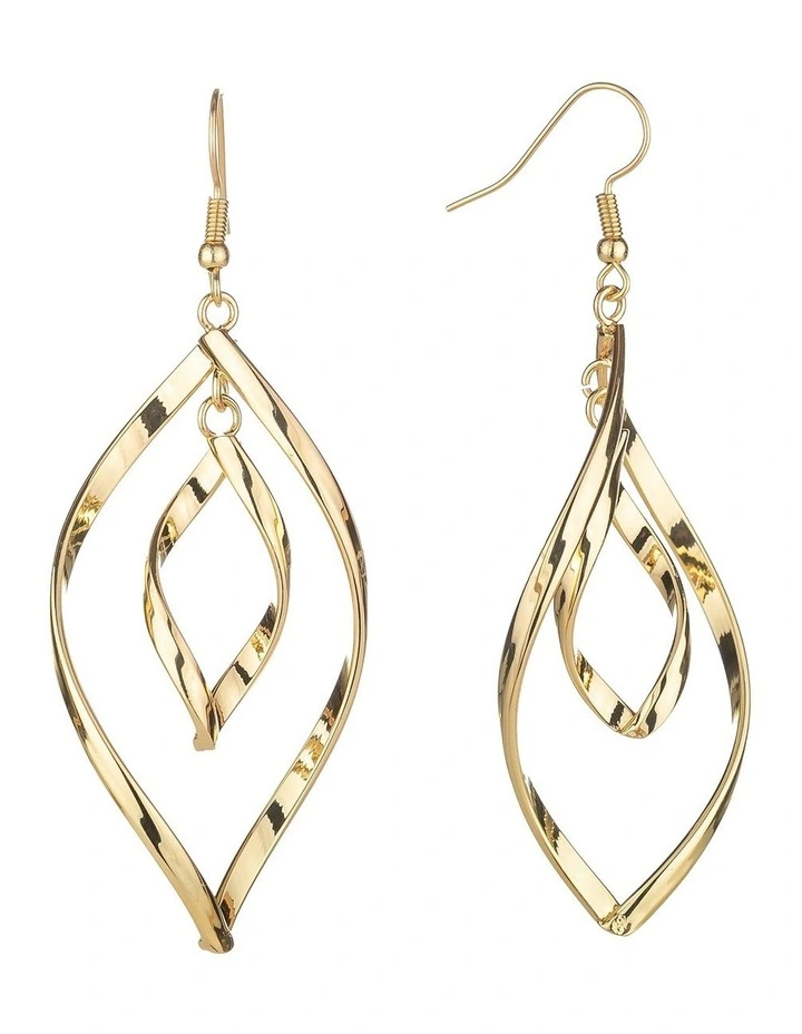 Gregory Ladner Elongated Teardrop Twist Earrings GJEF175M in Gold image 2