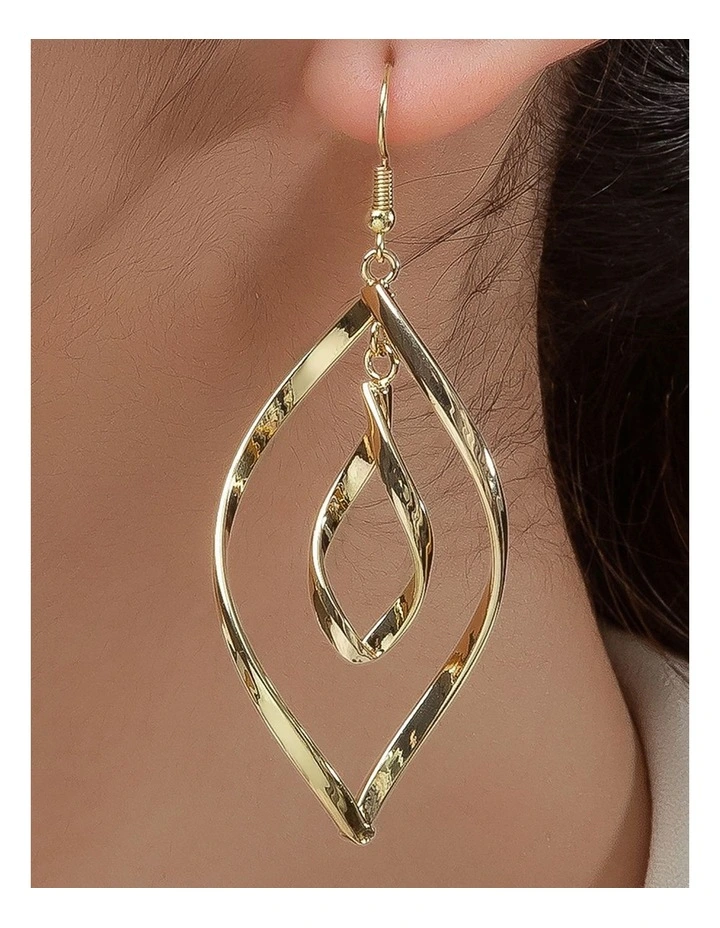 Gregory Ladner Elongated Teardrop Twist Earrings GJEF175M in Gold image 3