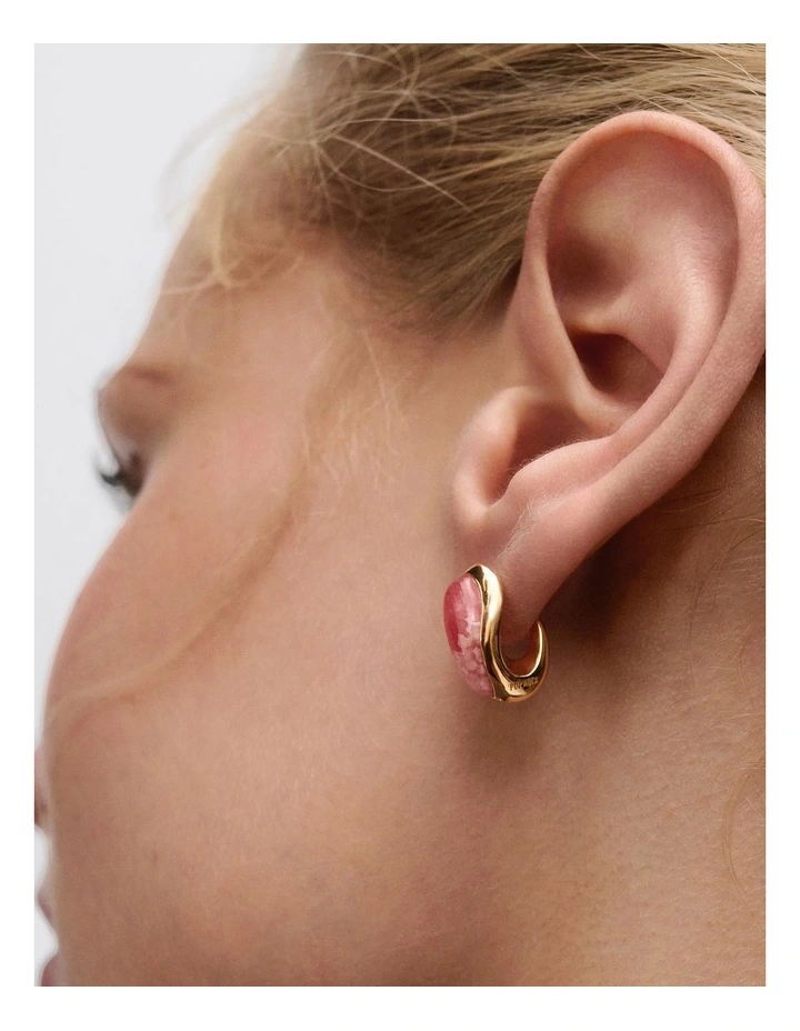 PDPAOLA Rhodochrosite Luna Earrings ARB1-G03-U Gold image 2