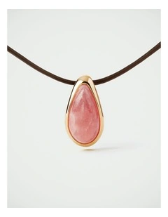 PDPAOLA Rhodochrosite Luna Cord Necklace COB1-B49-U Gold