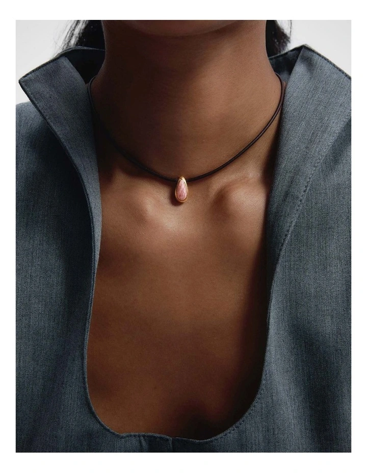 PDPAOLA Rhodochrosite Luna Cord Necklace COB1-B49-U Gold image 4