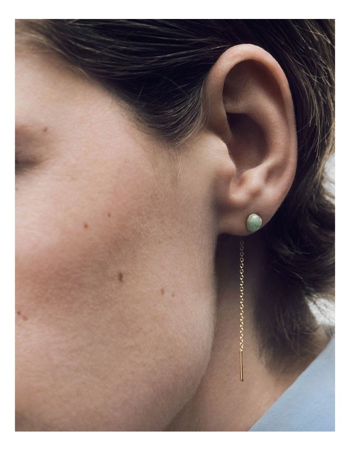PDPAOLA Green Aventurine Lyra Earring ARB1-G96-U Gold image 2