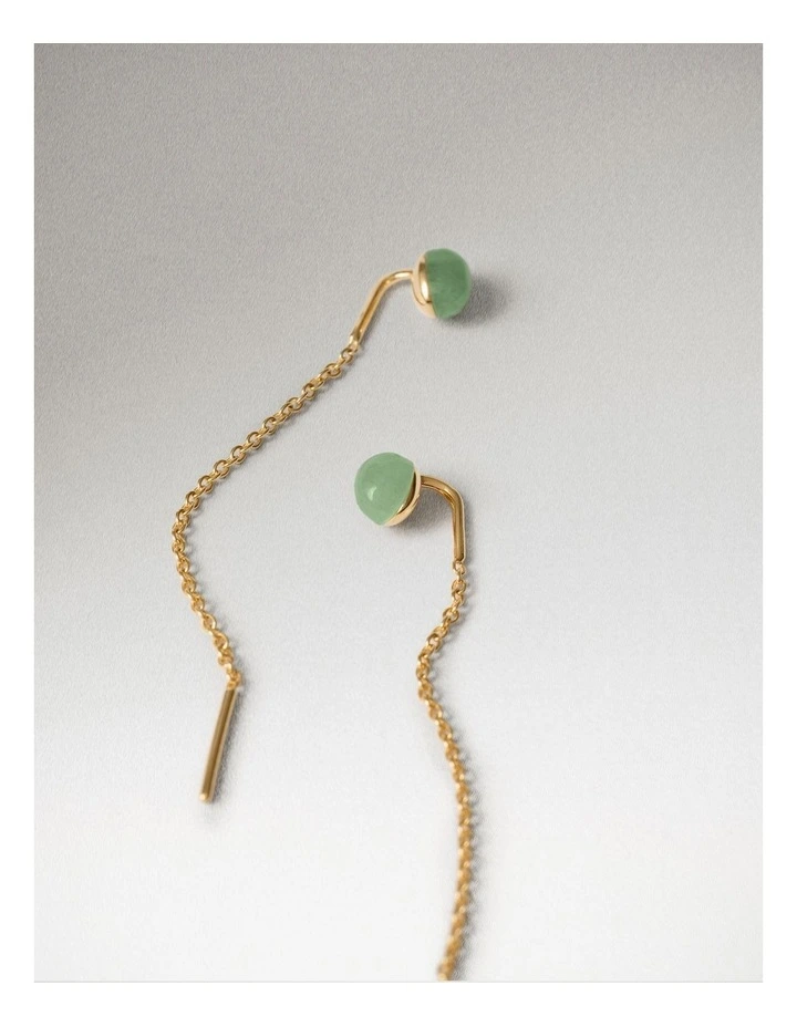 PDPAOLA Green Aventurine Lyra Earring ARB1-G96-U Gold image 3