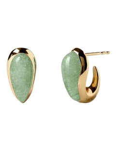 PDPAOLA Green Aventurine Luna Earring ARB1-G92-U Gold