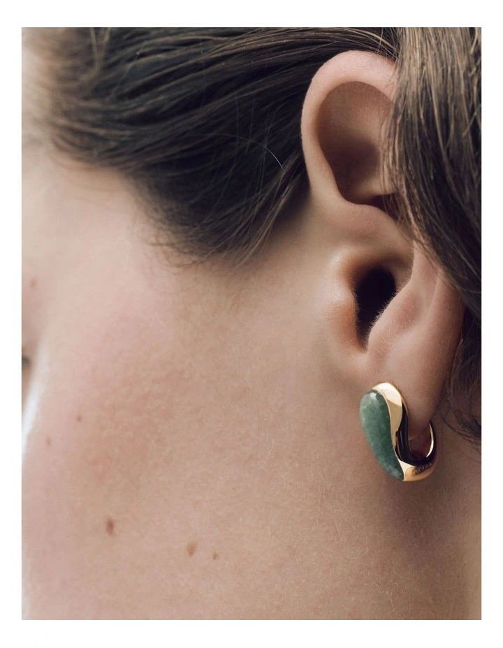 PDPAOLA Green Aventurine Luna Earring ARB1-G92-U Gold image 2