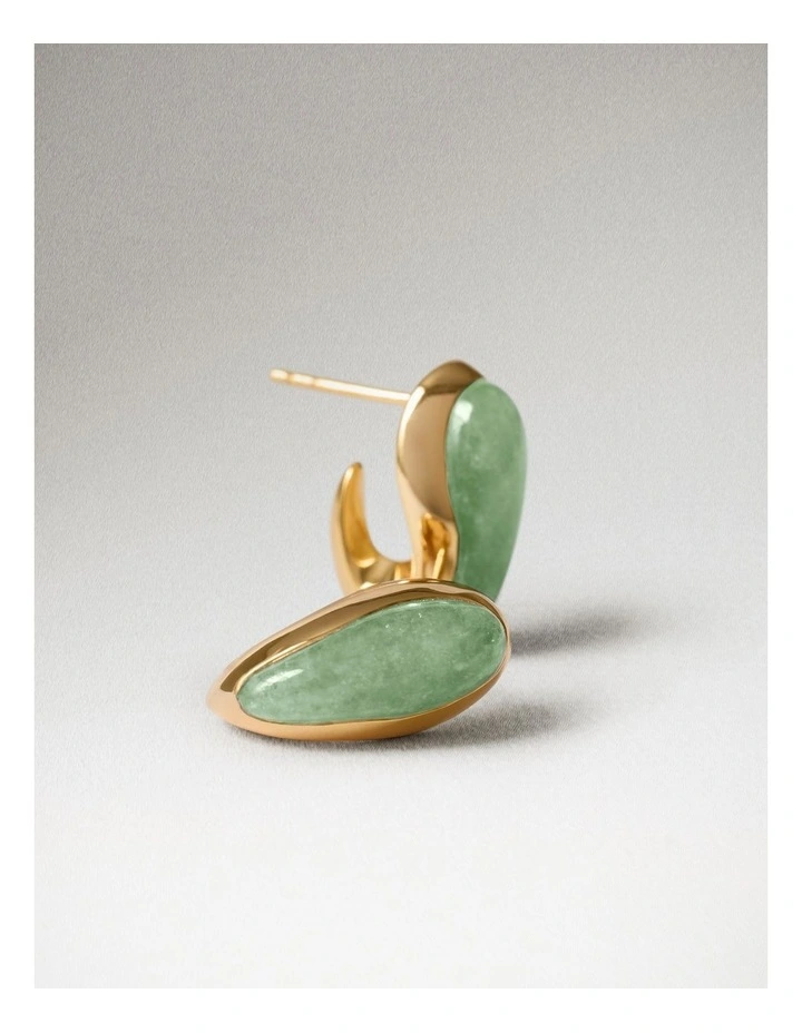 PDPAOLA Green Aventurine Luna Earring ARB1-G92-U Gold image 3