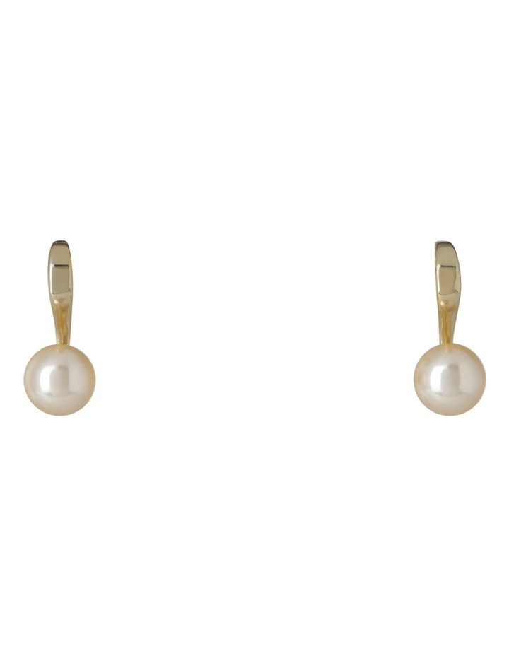 Small Single Faux Pearl On Curved Gold Tone Fitting Earrings Gold