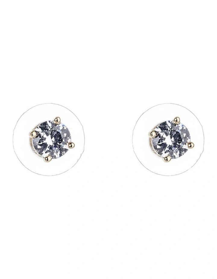 Cubic Zirconia Gold Stud Earrings image 1