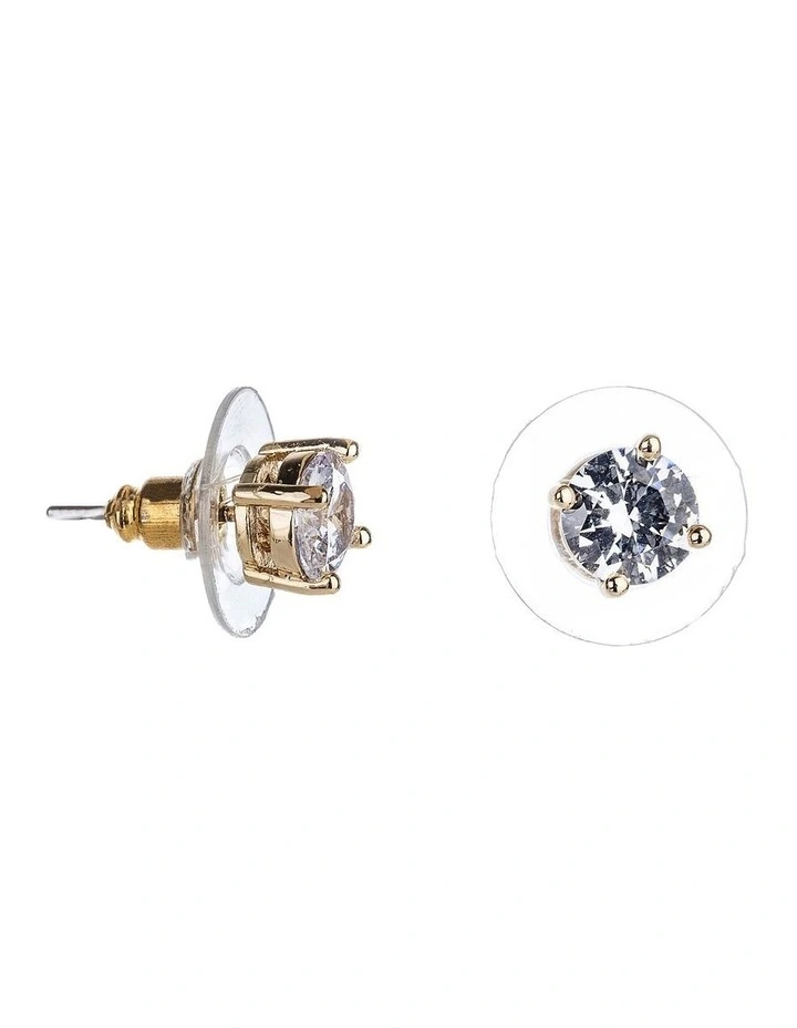 Cubic Zirconia Gold Stud Earrings image 2