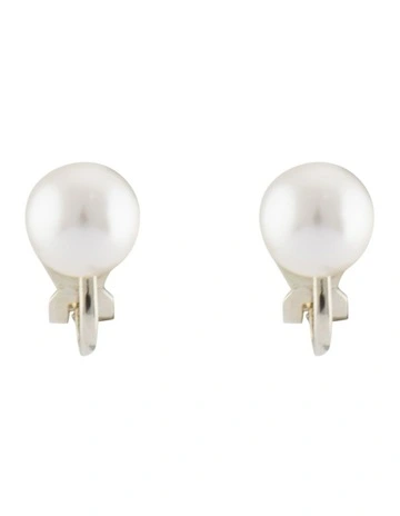 8mm Pearl Clip Earrings in Gold