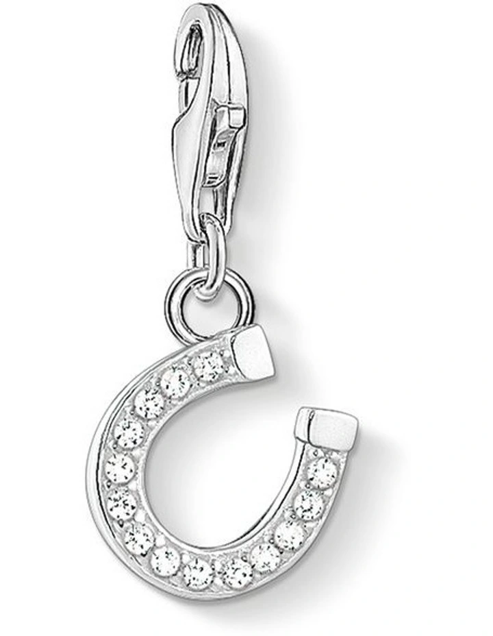 Club Good Luck Horseshoe Charm Pendent in Silver image 1