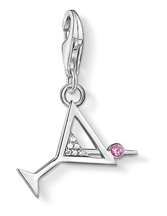 Club Cocktail Glass Charm Pendent in Silver