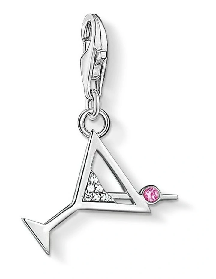 Club Cocktail Glass Charm Pendent in Silver image 1