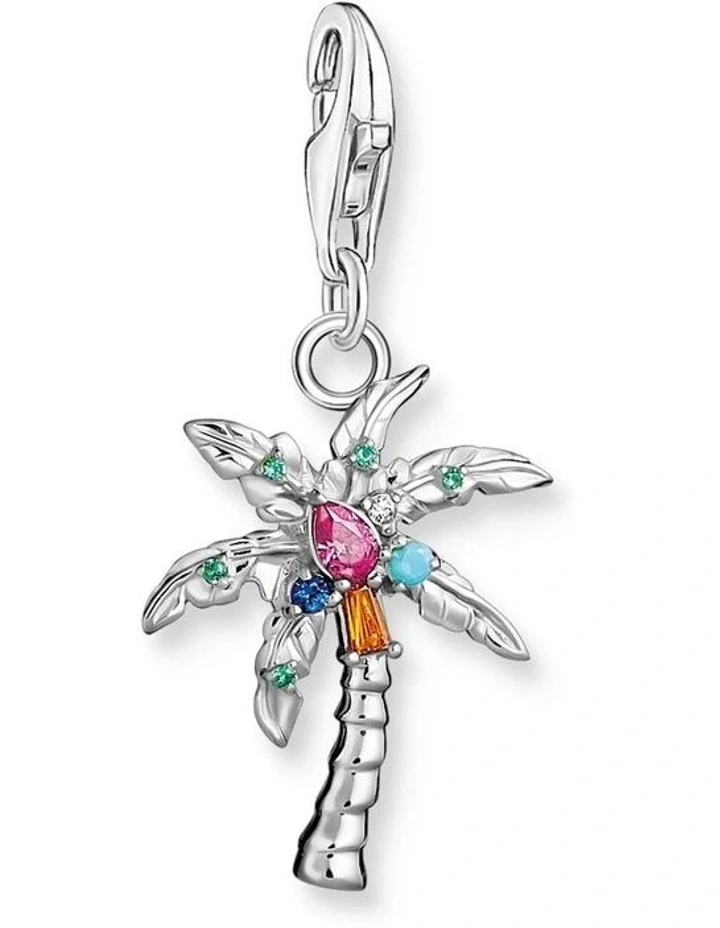 Club Palm Tree Charm Pendent in Silver image 1