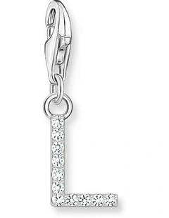 Club Letter 'L' CZ Charm Pendent in Silver