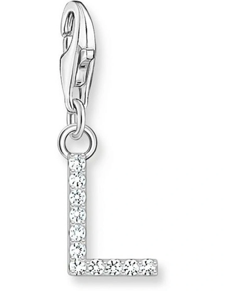 Club Letter 'L' CZ Charm Pendent in Silver image 1