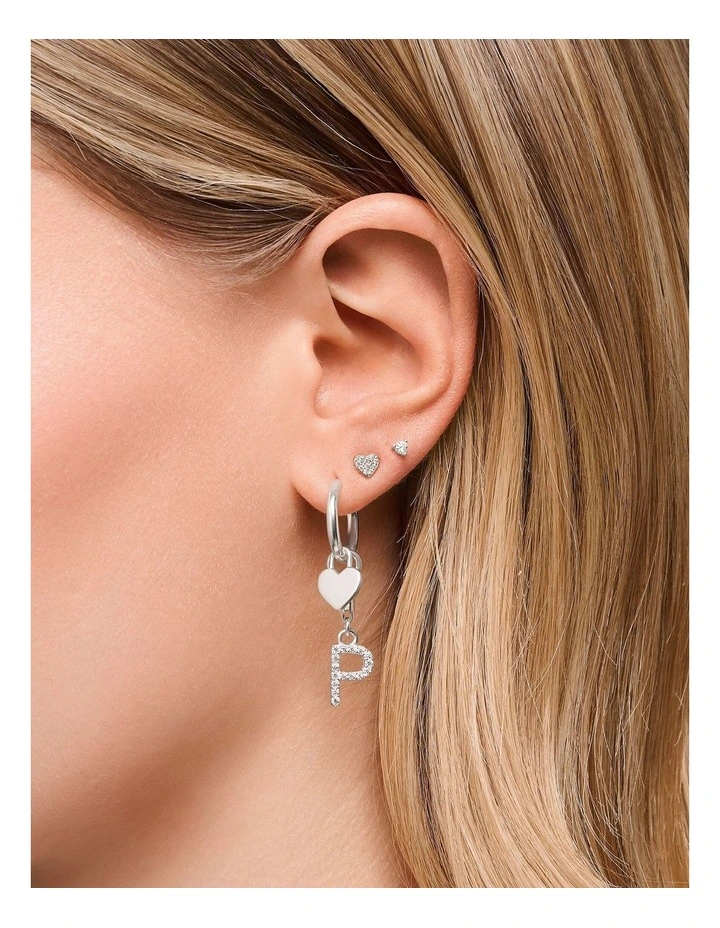 Club Letter 'L' CZ Charm Pendent in Silver image 2