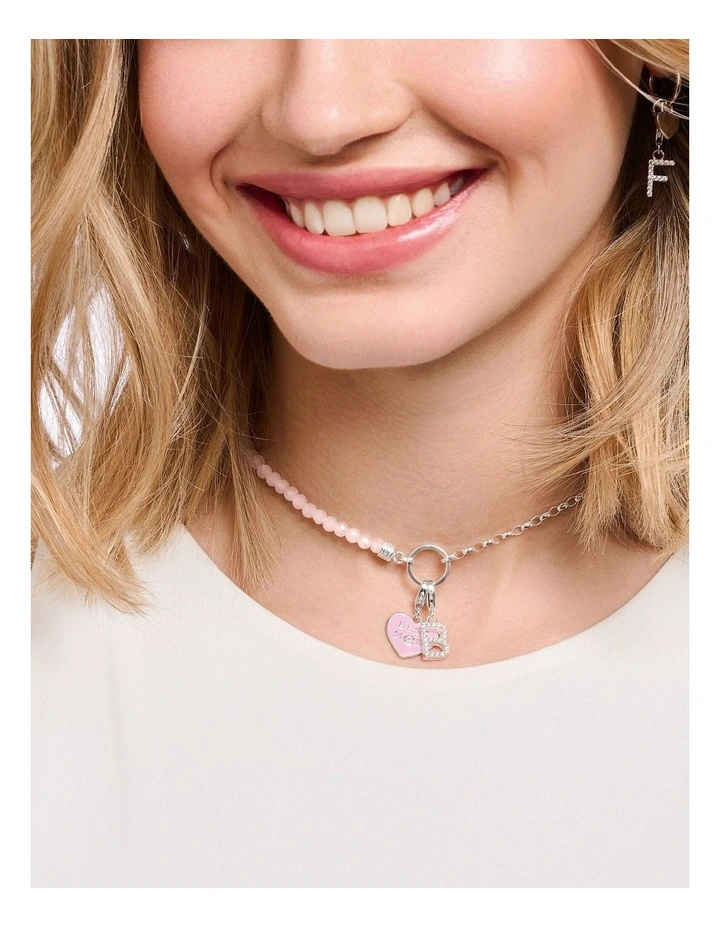 Club Letter 'B' CZ Charm Pendent in Silver image 2