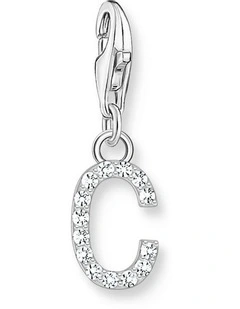 Club Letter 'C' CZ Charm Pendent in SIlver
