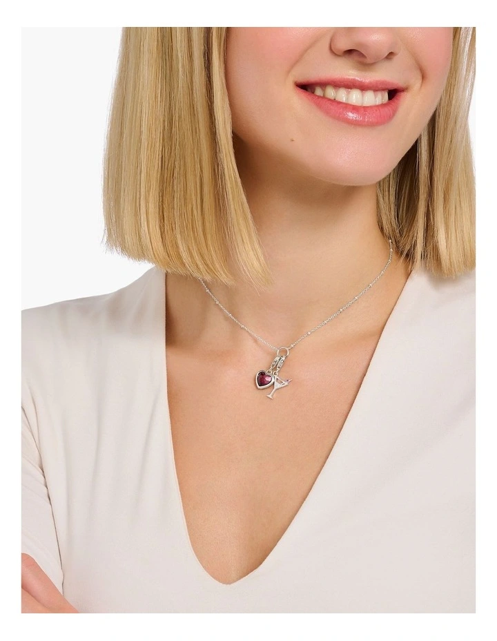 Club CZ Heart Charm in Silver/Red image 3