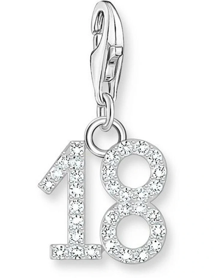 Club Number 18 CZ Charm in Silver image 1