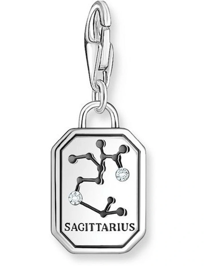 Club Zodiac Sagittarius CZ Charm in Silver image 2