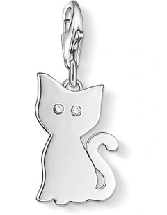 Club Silver CZ Kitty Charm in Silver