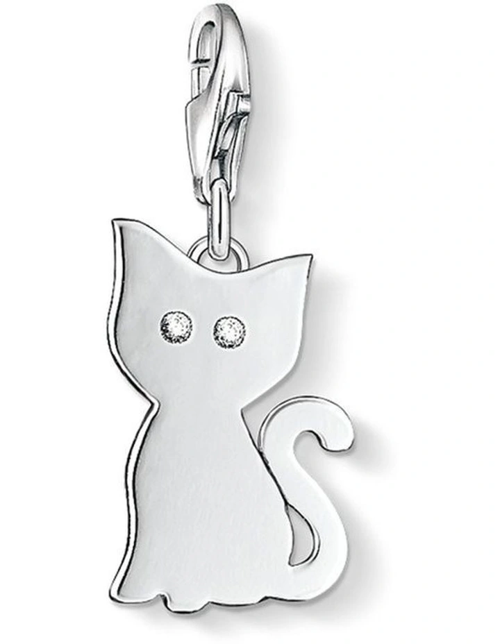 Club Silver CZ Kitty Charm in Silver image 1