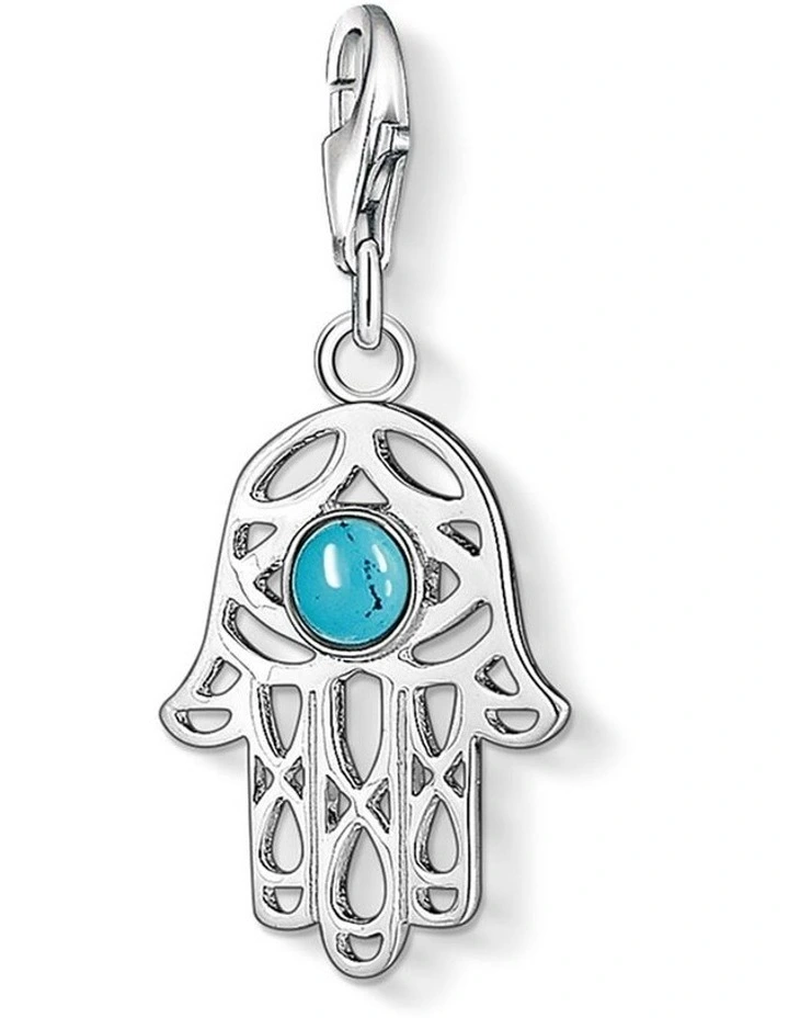 Club Hand Of Fatima Turquoise Charm in Silver image 1