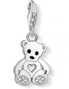 Club Teddy Bear CZ Charm in Silver