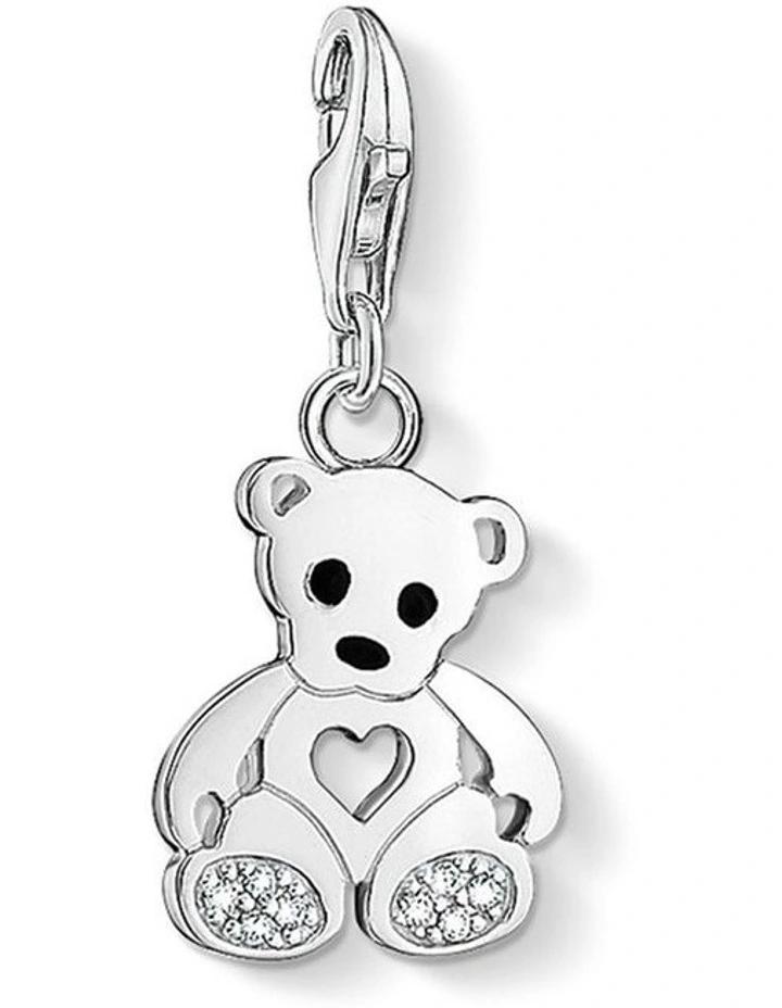 Club Teddy Bear CZ Charm in Silver image 1