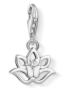 Club Open Lotus CZ Charm in Silver