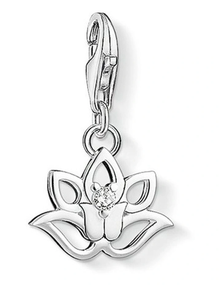 Club Open Lotus CZ Charm in Silver image 1