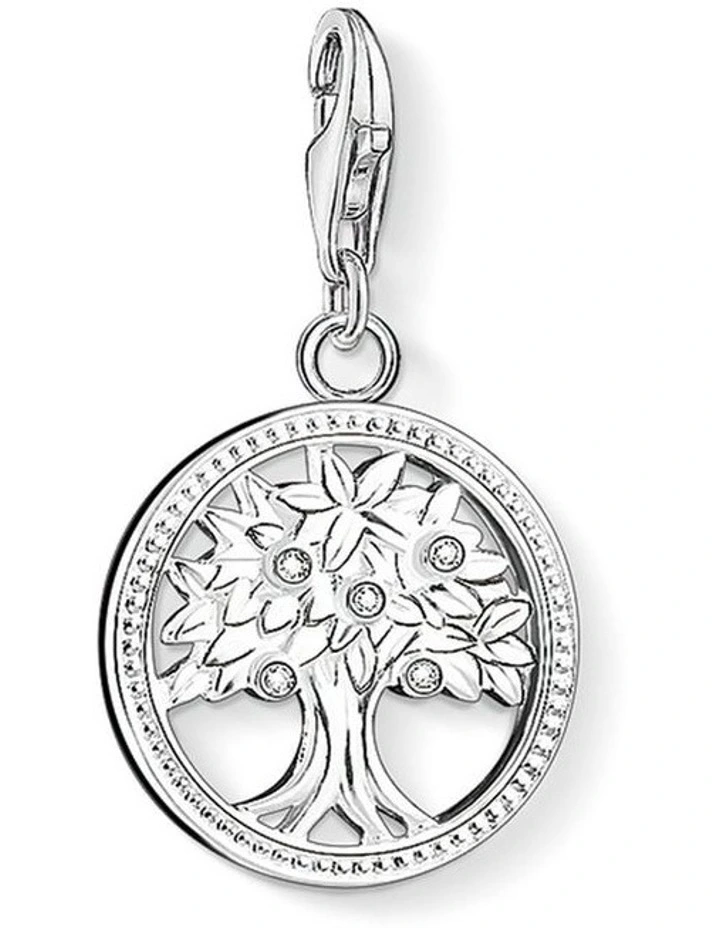 Club Tree Of Life CZ Charm in Silver image 1