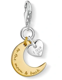 Charm Club 'To The Moon And Back' Gold Charm in Silver