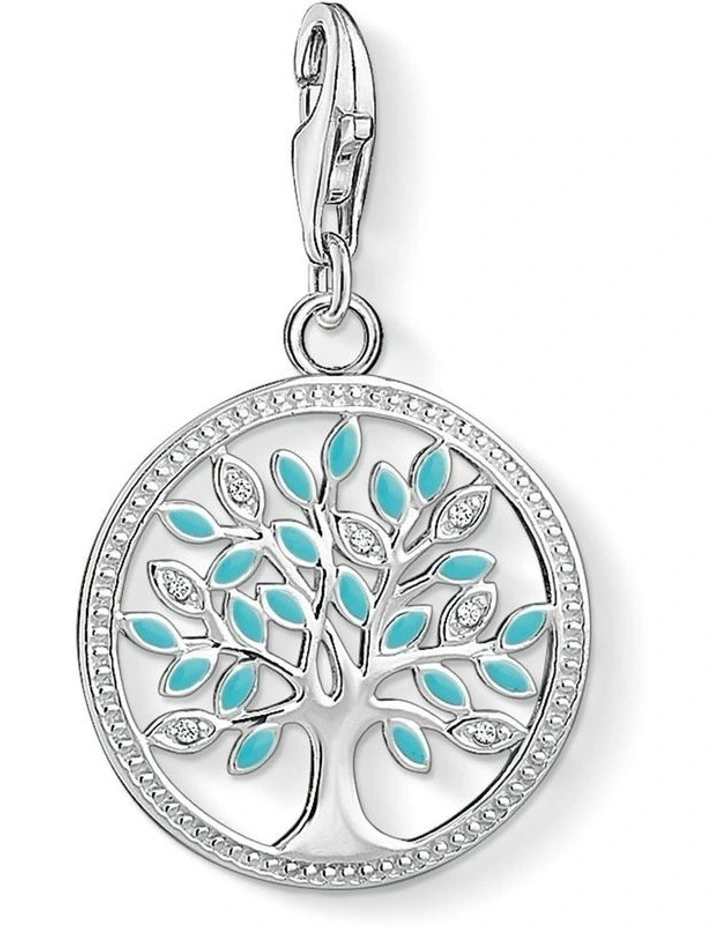 Turquoise Tree Of Life Charm in Silver image 1