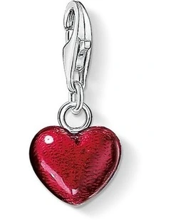 Club Red Enamel Heart Charm in Silver