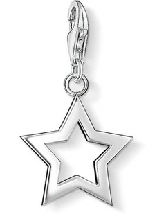 Open Star Charm Club in Silver