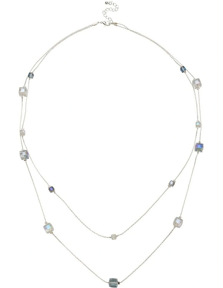 Square Station Double Row Necklace in Grey image 1