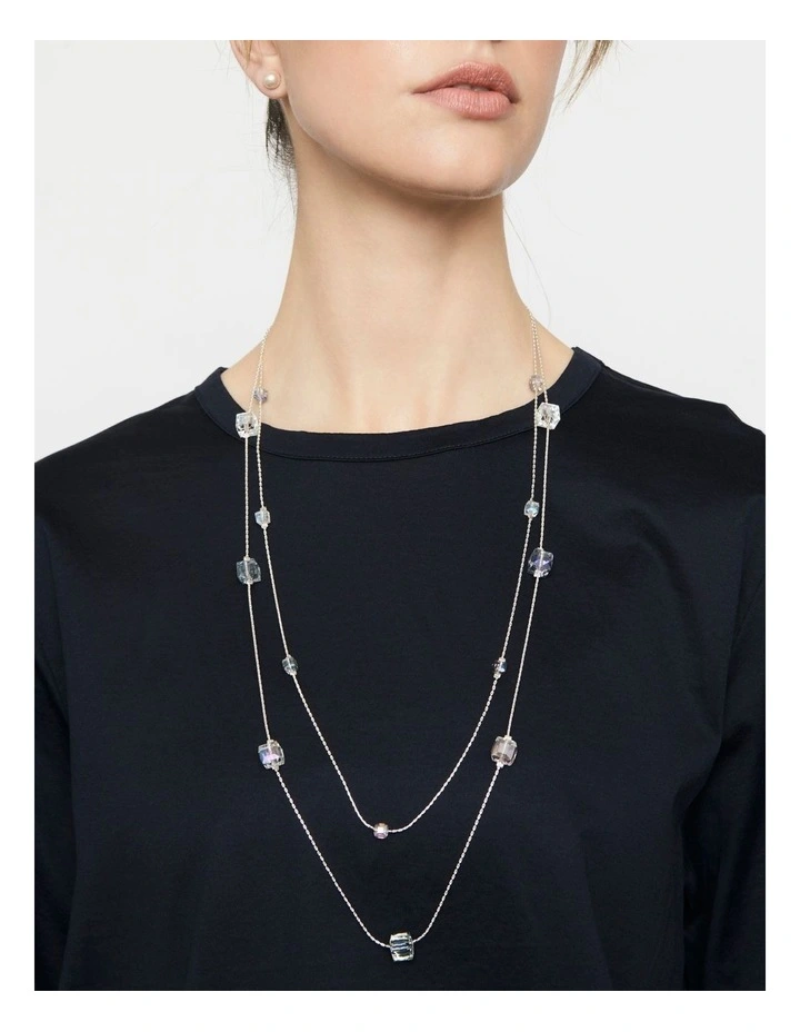 Square Station Double Row Necklace in Grey image 2