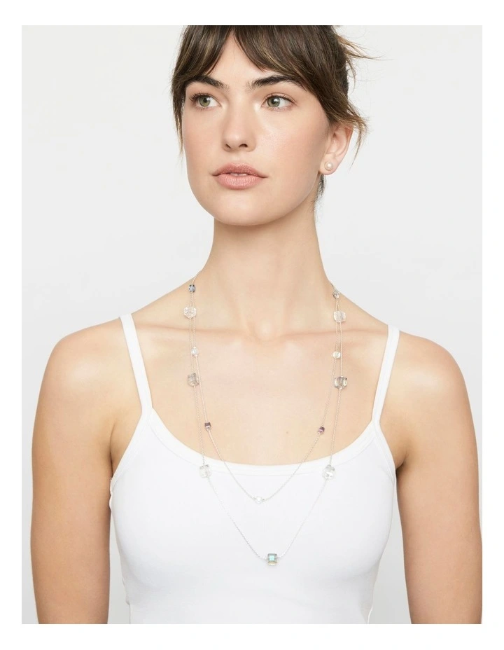 Square Station Double Row Necklace in Grey image 4